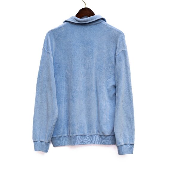 Vtg Bullock & Jones Men’s M Blue Velour 1/4 Zip Pullover Shirt Made in Italy - Picture 2 of 6